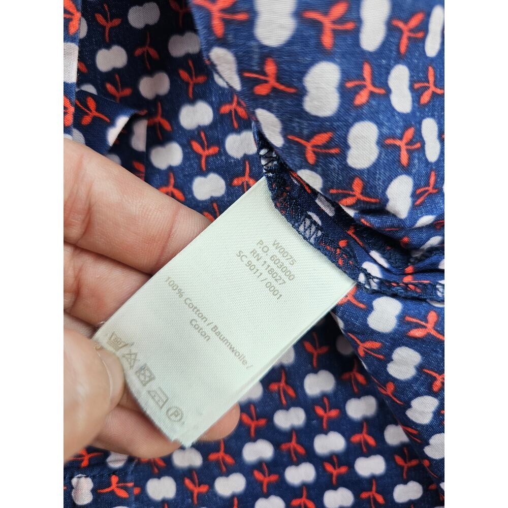 Boden 2 US apple print all over button back relaxed blouse teacher career casual - Picture 5 of 7